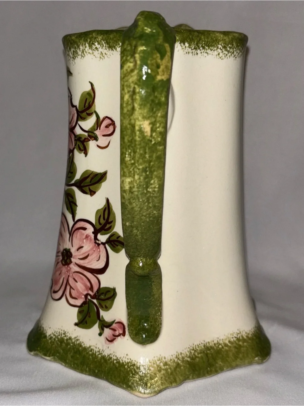 Vintage Cash Family Pottery Pink Dogwood Flower Pitcher Mid-Century Tennessee